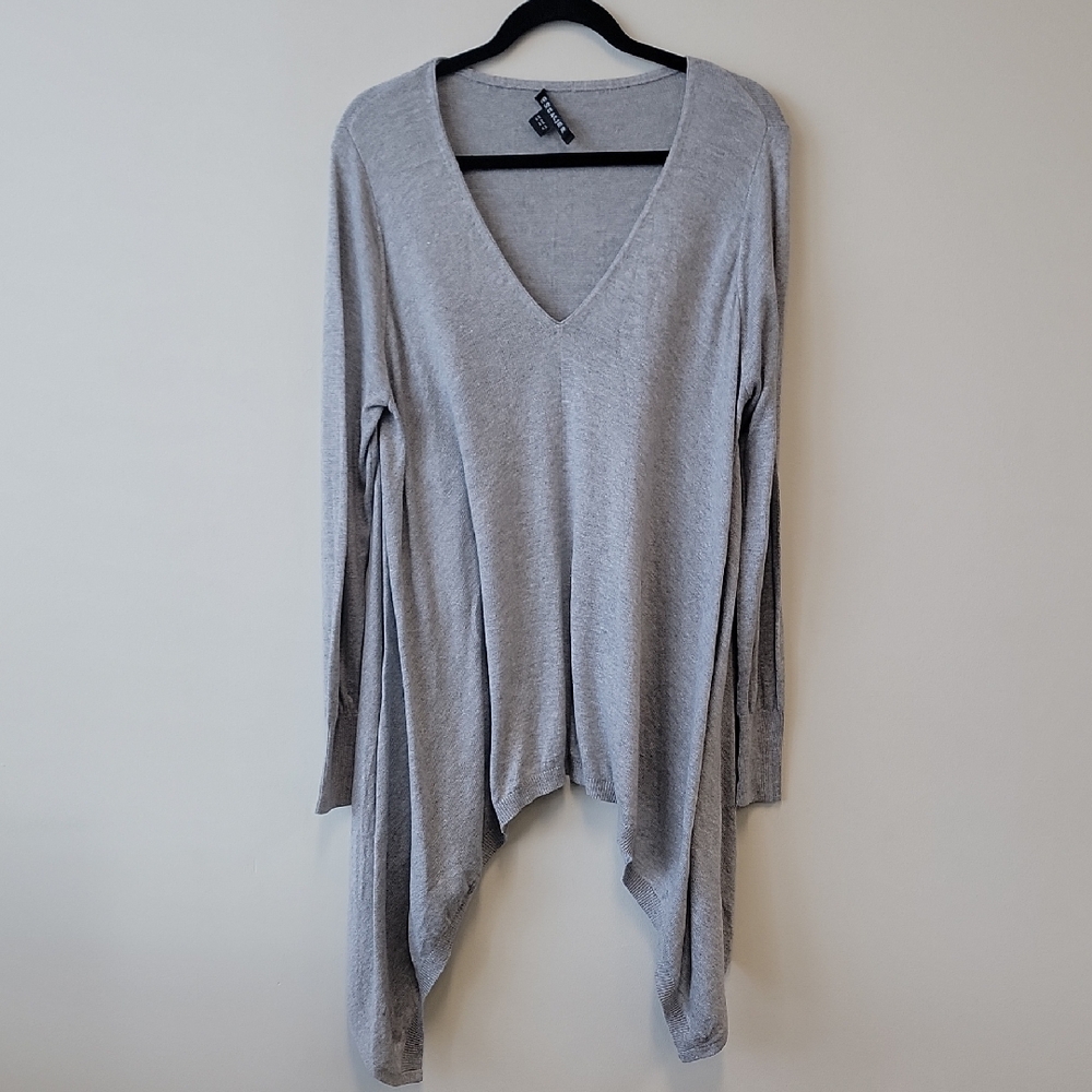 Phase Eight Escalier Gray Asymmetrical V-Neck Knit Sweater US 8